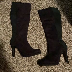 Beautiful Faux Suede Black High Boots - Size 8